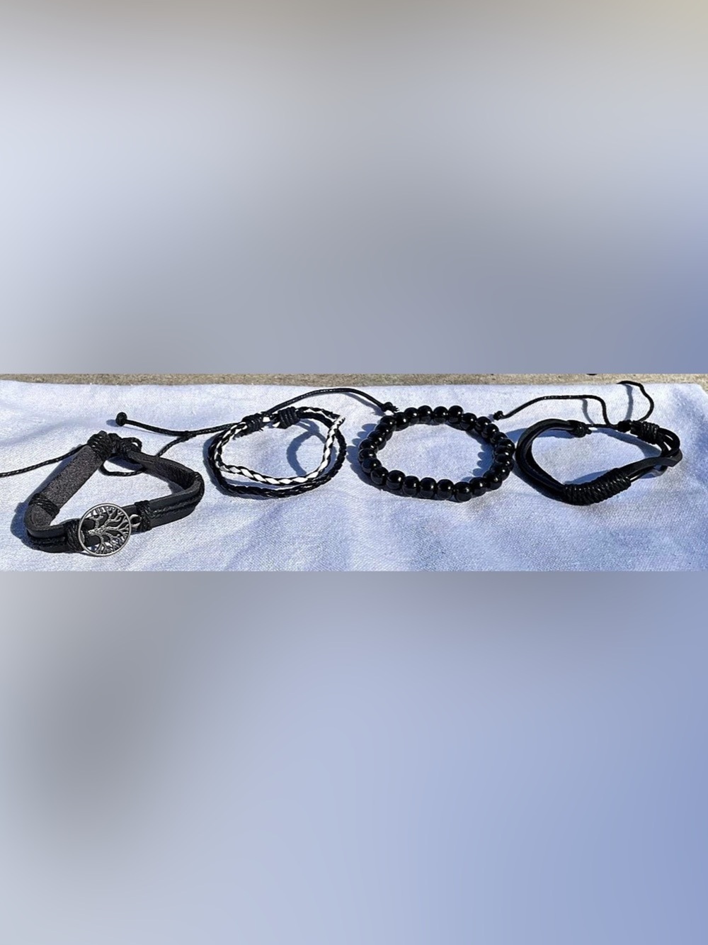 Unisex Black Tree of Life Bracelet Set
